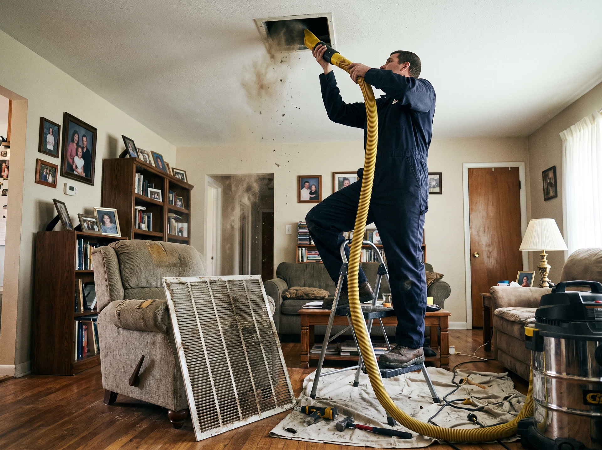 Ceiling duct return cleaning